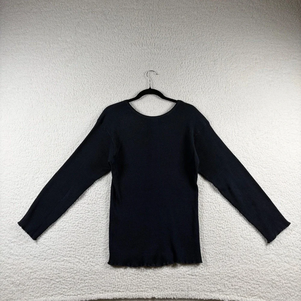 Vtg Hendris Co NYC Waffle Knit Thermal Garden Patch Button Top Cottagecore S